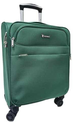 COVERI COLLECTION Trolley Morbido, bagaglio a mano 55x38x20 4 ruote, Chiusura Combinazione,Misure Ideali, Perfette per Ryanair, Air Italy, EasyJet, Lufthansa ESPANDIBILE !!! (VERDE)