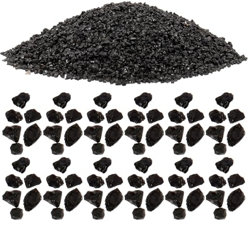 NIYANGLE Piedras Decorativas de Micropaisaje para Macetas y Peceras, Granulado Natural Negro (1-3 Mm), Bolsa de 50 G, Decoración para Jardín, Mesa de Arena y Acuarios, Piedras