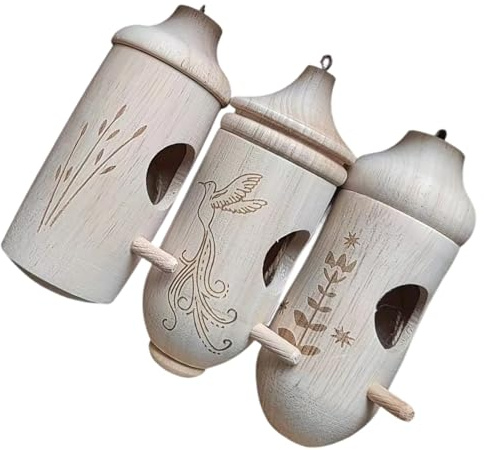 Paquete de 3 pequeñas casas colgantes para colibríes construidas de madera para decoración de jardín y casa de pájaros apta para refugio de pájaros