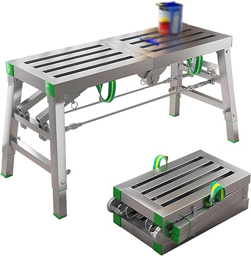 WXPGFEQ Scala a pioli Pieghevole Portatile per ponteggi, Sgabello e Panca con Portata Massima di 880 libbre (400 kg), Altezza e Piattaforma Regolabili per ponteggi, Design Leggero e Robusto.