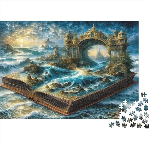Fantastisches Zauberbuch Puzzle für Erwachsene 1000 Teile Puzzle Spiel Papiermaterial Magische Schlosslandschaft Entspannung Familienspiel Geschenk 38x26cm/1000pcs
