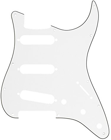 Musiclily 3Ply SSS 11 Holes Strat Electric Guitar Pickguard Scratch Plate for Fender USA/Mexican Made American Standard Stratocaster Modern Style Guitar Parts,White