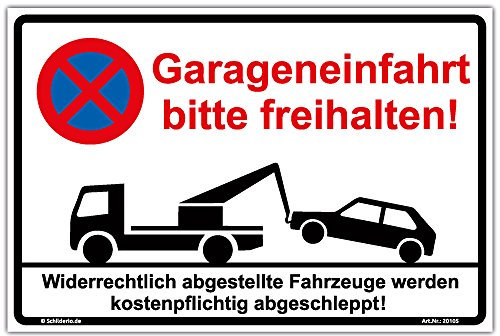 Schild Garageneinfahrt freihalten Hinweisschild 300x200mm stabile Aluminiumverbundplatte 3mm stark