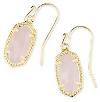 Kendra Scott Lee Drop Earrings for Women, Fashion Jewelry, 14k Gold-Plated, Rose Quartz