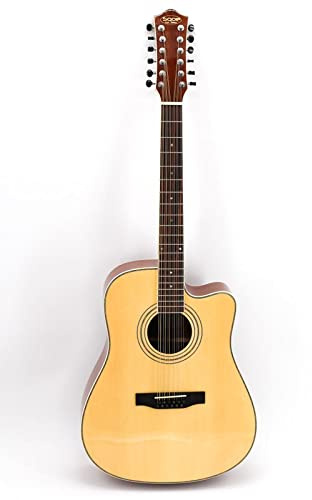 SQOE 12-Saitige Western Akustik Gitarre J-20 Fichtendecke Dreadnought 12-String