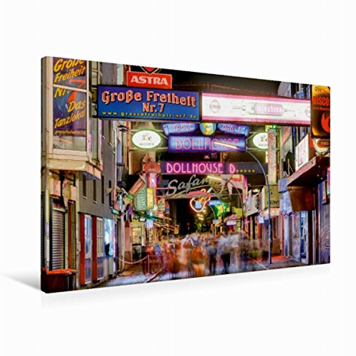 Leinwand · Premium Textil-Leinwand 90 cm x 60 cm quer Die Große Freiheit | auf St · Pauli in Hamburg · Hamburger Nachtleben an… · 90 × 60 cm quer · Textil-Leinwand auf Keilrahmen · CALVENDO Leinwand