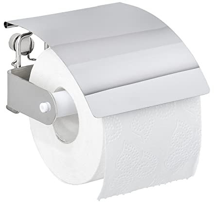 WENKO Toilettenpapierhalter Premium Plus - WC-Rollenhalter, Edelstahl rostfrei, 14 x 8.5 x 12.5 cm, Glänzend