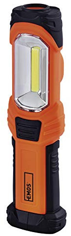 EMOS P4111 COB - Lámpara de trabajo LED, impermeable, con 3 modos de luz, pie de sujeción plegable, gancho y 3 imanes, 280 lm, 108 m de alcance, 8 unidades de iluminación