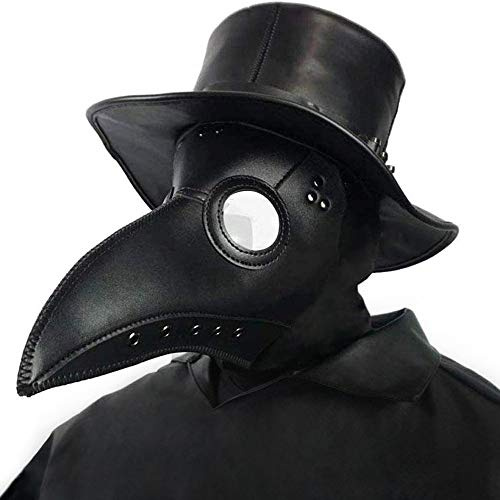 Creepy Party Pest Doktor Maske Schwarz Leder Lange Nase Vogelschnabel Steampunk Masken Kostüm Requisiten für Masquerade Ball Halloween Party Karneval Cosplay