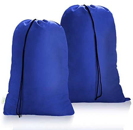 OTraki Large Travel Laundry Bags, 2Pcs 60x80cm Drawstring Bag Foldable Dirty Laundry Travel Bag Tear Resistant Storage Bags for Hamper Basket Home College Dorm Camp (Blue)
