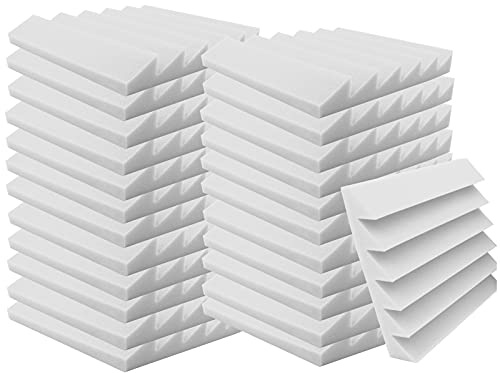 Heavyoff Akustikschaumstoff Platten Schall Dämmung 24 Stück 50x50x5cm für Podcasts, Aufnahmestudios, Büros, Home Learning, Weiß