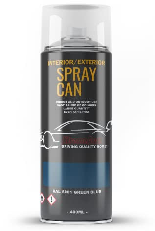 Xtremeauto Spray Paint Finish For Indoor And Outdoor Use Garden Cars Home Kitchen Bathroom Furniture Art Craft Bikes Radiators Metal Wood Plastic Glass UPVC Stone PVC RAL 5001 Green blue
