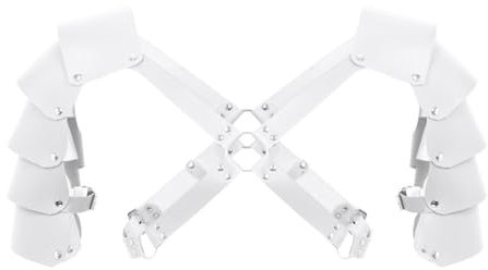 iiniim Herren Kunstleder Body Brust Harness Mittelalterlich Schulterpanzer Gothic Geschirr Steampunk Panzer Rüstung Schultergurte Gladiator Soldat Kostüm Zubehör Bb Weiß Einheitsgröße