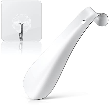 flintronic Schuhlöffel Metall Lang, Metall Schuhlöffel, Edelstahl Schuhanzieher, Stabil aus Stahl Öse zum Aufhängen mit Transparenter Haken