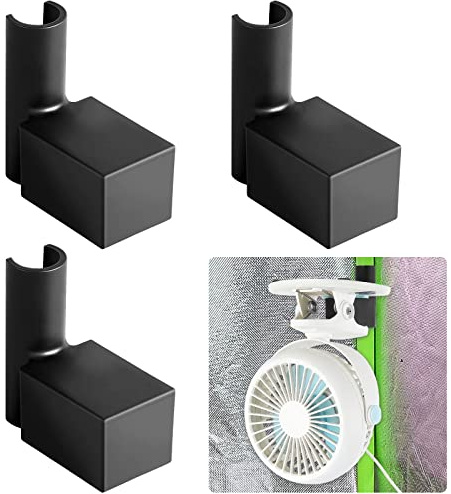 4 Stück schwarze Wachstumszeltventilator-Zubehörhalterung aus Silikon für Clip-on-Ventilatoren, oszillierender Clip-Lüfter, oszillierender Ventilator für Wachstumszelte, Wachstumszelt, Eckregal für