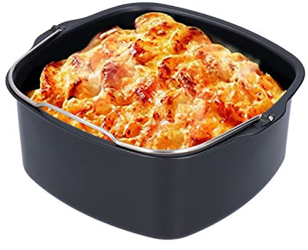 Hapivida Baril à Gâteau Carré, 22 cm Moule à Gâteau Air Fryer Plat de Cuisson Friteuse Pain Panier de Cuisson Pizza Plate Grill Pot Mat pour HD9925/HD9860/HD9905/01