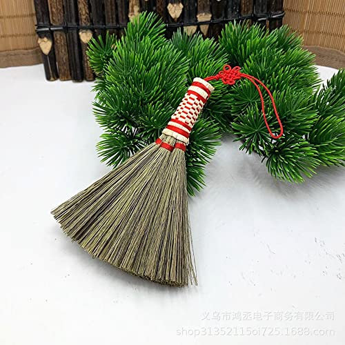 1Pcs 12cm Reisstrohbesen Mini Stroh Besen kleinen Besen Feger Handbesen Autobesen Besen Handgemacht Handgemachte Natürliche Bambus Besen Staubbesen Gartengerät