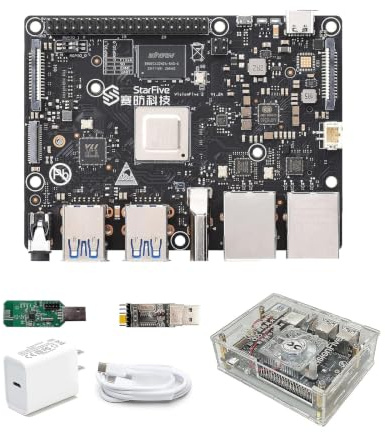 VisionFive2 Open Source RISC-V Single Board Computer, Quad-core StarFive JH7110 64-bit CPU, LPDDR4 8GB RAM 3D GPU, Dual Gigabit Network M.2 M-Key Port, Support Linux Ubuntu (with WiFi 6 Dongle)