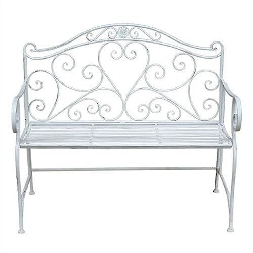 GRFIT Gartenbank Sitzbank Outdoor-Gartenbank, antike weiße Metallbank, klappbare Parkbank, wasserdichter Retro-Freizeitsitz for 2 Personen, 103 x 54 x 94 cm Parkbank Terrassenbank
