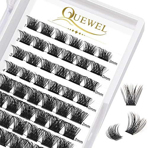 QUEWEL Cluster Lashes Einzelne Wimpern Mega C Curl Mix 8-16mm Wimpern Segmente Breit Fundament DIY Wimpernverlängerung für Augen Make-up(Mega-C-Mix)