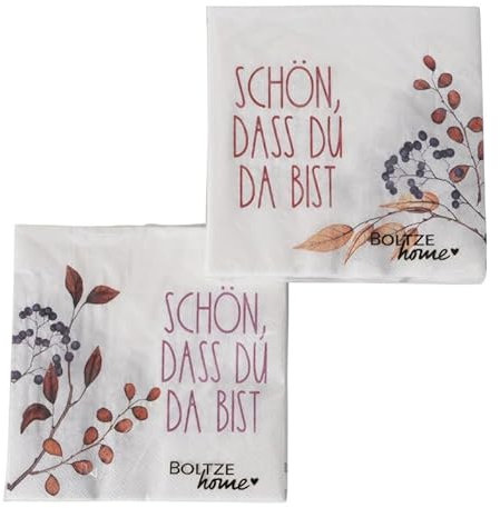 2 Pack Servietten a 20stk Schön DASS du da bist Papierservietten n605 Herbst Blumen Weiss braun orange Tischdeko 3 lagig 33x33cm Tischschmuck Herbstdeko Weihnachtsdeko