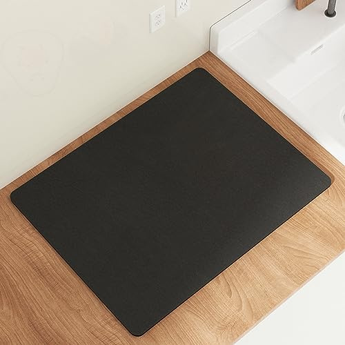 Gittcoll Drainage Rapide Tapis Absorbant Antidérapant PU Tapis D'eau Sèche Vaisselle Ustensiles de Cuisine Tasse Cafetière Cuisine Bar Café Salle de Bains Lavabo (40*50cm)