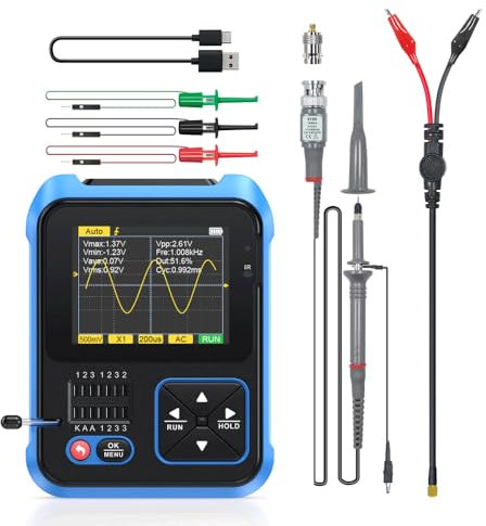 DollaTek DSO TC3 Mini Oscilloscopio Digitale Portatile 3 in 1 Tester Multi-Funzione con Display TFT 2,4 Analisi ESR, LCR, Transistor Banda 200 KHz Campionamento 1500mA
