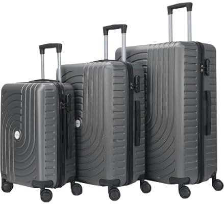 HOMEROKK Paris Lot de 3 Valises 20/24/28 I Coque Rigide en ABS I Serrure à Code I 4 Roues à 360° I (Argent)