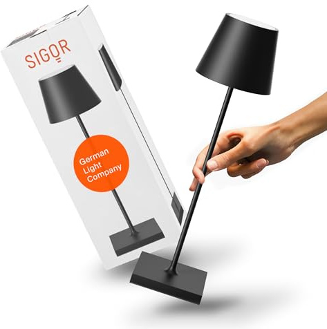 SIGOR Nuindie 2.0 LED Akku-Tischlampe, nachtschwarz | Dimmbar • Indoor & Outdoor • IP54 • 38 cm • USB-C • 12 h Leuchtdauer