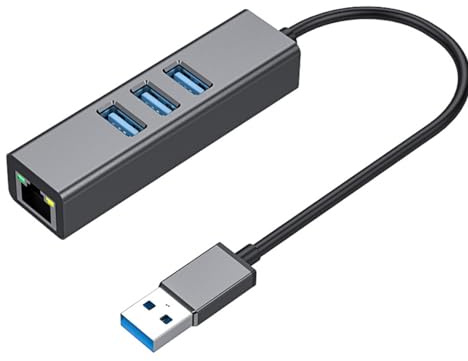 Foyucool Répartiteur de port réseau USB vers RJ45 Gigabit, carte réseau filaire externe, hub d'ordinateur, sans lecteur - Gris
