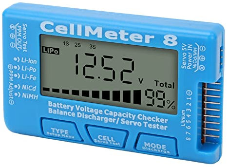 Batteriekapazitätsprüfer, Smart RC Batteriemessgerät mit LCD-Hintergrundbeleuchtung für LiPo LiFe Li Ion NiCd NiMH (BLUE)