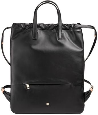 DUDU Zaino Donna a Sacca in Morbida Pelle, Zaino con Coulisse e Bottone Magnetico, Doppia Maniglia, Zaino Semplice Elegante Nero rosa