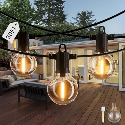 ZOTOYI Catena Luminose Esterno LED, 9M/30FT G40 con 10+1 Lampadine | Lampadine Infrangibili, Ghirlanda Luminosa Plastica Semicircolari per Giardino, Terrazzo, Gazebo, Festa, Bianco Caldo