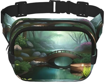 Little Bridge in the East Square, doppellagige Gürteltasche, Uni, für Laufen, Reisen, Wandern, Fitness, Schwarz, Einheitsgröße, Schwarz, One Size