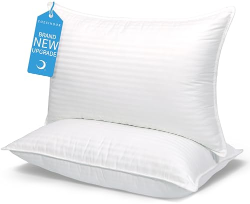 COZSINOOR Bed Pillows for Sleeping Queen Size - Hotel Quality Set of 2 - Breathable Down Alternative Microfiber Filled for Back, Stomach, Side Sleepers, Cooling & Skin-Friendly