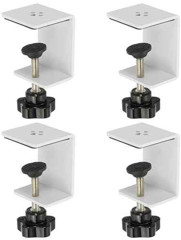 PATIKIL C Clamps, 4 Pcs Heavy Duty Metal Black Desk Clamp Adjustable Mounting Table Clamp with Protective Pad for Fixing Acrylic Glass Plastic Wood Sheets, White