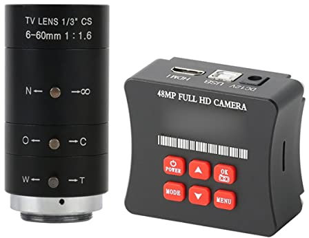 TYZK Zubehör für Mikroskope, 2 K, 48 MP, 1080P, Videokamera, Industriell, digital, Entfernung der Kamera, 6 – 60 mm, Zoom, C Mount Linse, Haltbarkeit und zuverlässige Leistung (B)
