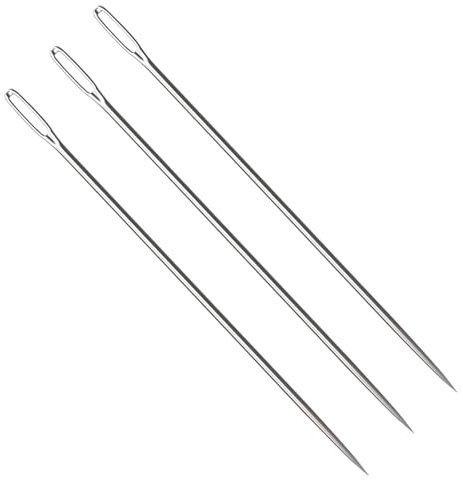 3 Pcs 12 Inch Upholstery Needles, 3mm Large Eye Darning & Tufting Needles for Crafts, Doll Making, Hand Sewing and Furniture Repair