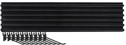 Lot de 8 panneaux muraux à lattes en aluminium avec 10 crochets pour cuisine, atelier, outils de rangement, noir (120 x 15,5 cm)