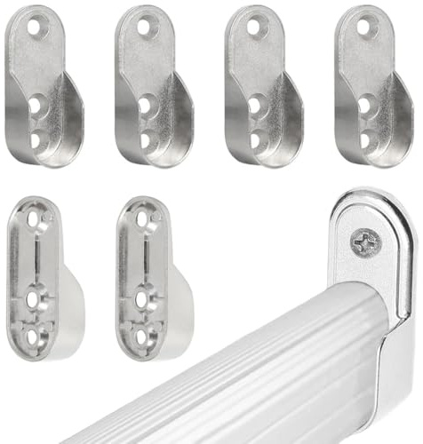 COYUN 6 pièces Support Tringle,Barre de penderie, Penderie Ovale Support Barre Penderie Alliage de Zinc Nickelé pour Tringle Vetement Dressing