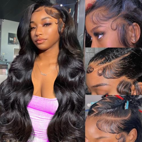 OWNROSE 30 Inch 13x6 Lace Front Wigs Human Hair 200% Density Body Wave HD Lace Front Wigs Human Hair Pre Plucked Natural Color Glueless Wig 100% Virgin Lace Front Wigs for Women