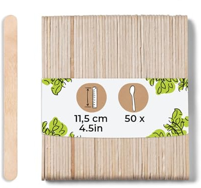 BIOZOYG Eisstiele Holz 50 Stück 11,5 cm - Einweggeschirr Holzbesteck Eisstäbchen - Biobasiert, biologisch abbaubar aus nachhaltiger Forstwirtschaft - Holzstäbchen für Eis, Cake Pop, DIY, Kosmetik