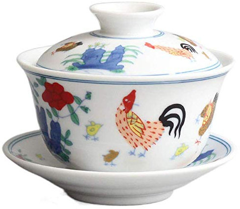tazze da tè cinesi, Tazza da tè Jingdezhen da 120 ml, set da tè cinese, zuppiera e ciotola da tè in ceramica arcaica GaiWan con