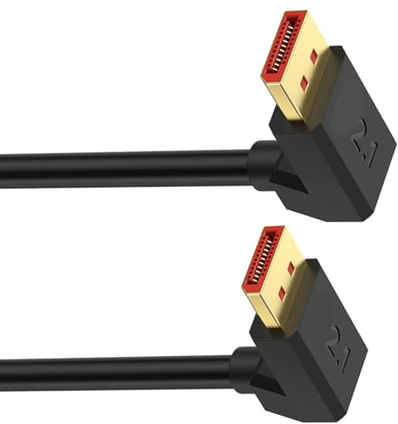 MCAOAL Câble vidéo DisplayPort 2.1 coudé flexible Résolution 16K 54 Gbit/s Transmission 8K120Hz 4K240Hz pour moniteurs de jeu Câble de moniteur de jeu