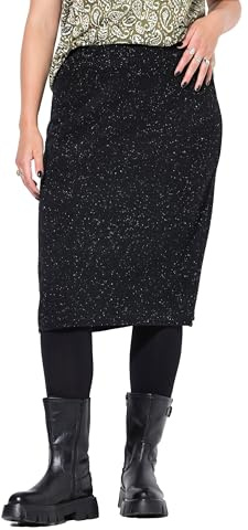 Studio Untold Damen große Größen Übergrößen Plus Size Strickrock, Slim Shape, Midilänge, Pepper&Salt schwarz 54+ 834904100-54+