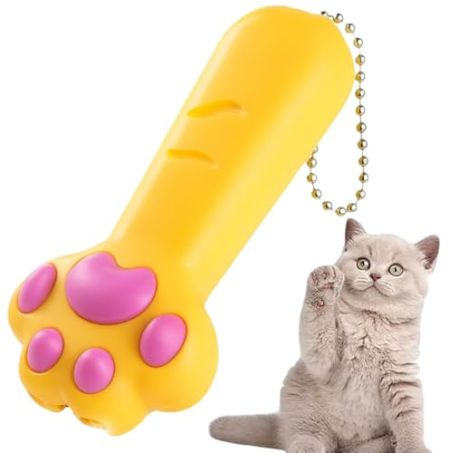 GXGM 1 Pieza láser Versátil para Gatos con Motivos, 3 Tipos de luces, Puntero láser para Gatos, Juguete Interactivo para Gatos y Perros, Juguetes para Mascotas (Amarillo)