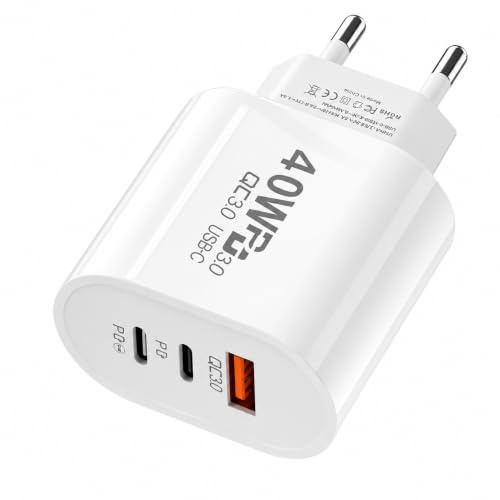 European Travel Charger Plug with 2 USB-C Ports & 1 USB-A Port – Fast Charging, Compact, Durable – Compatible with iPhone, Android, iPad, Laptop – Premium Quality