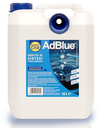 HappyCar AdBlue 10L - Liquido per Gas di Scarico per Motori Diesel con Sistema SCR ISO 22241 con Dosatore Incluso - Made in Italy