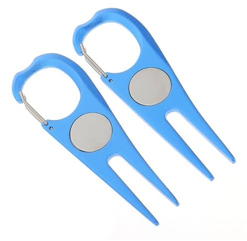 ULTECHNOVO 2 Piezas Herramienta de Reparación para Golf Tenedor Ligero para Divots Diseño Portátil con Marcador de Bola Resistente para Mantenimiento de Césped Campos de Golf Color Aleatorio