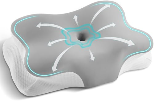Silkena Nackenkissen，Ergonomisches Kopfkissen，Pillow Memory Foam Kissen für Seiten, Rücken & Bauchschläfer（Dunkelgrau